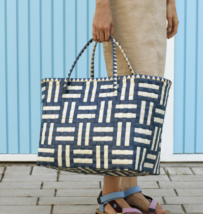 hay 가방 헤이 맥심 스트라이프 백 Blue and Sand HAY Maxim Stripe Bag Blue and Sand L